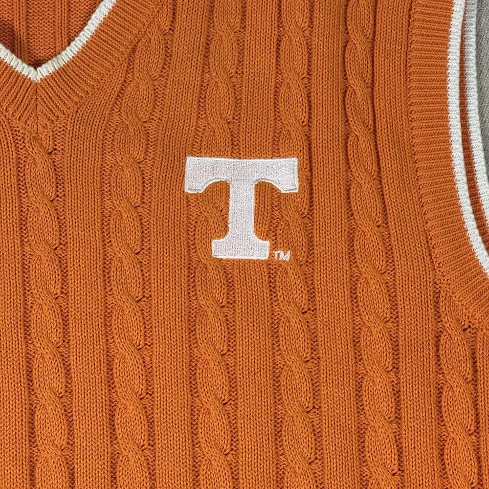 VTG‎ Joe College Sports Tennessee Volunteers Cable Knit Sweater Vest Mens Large